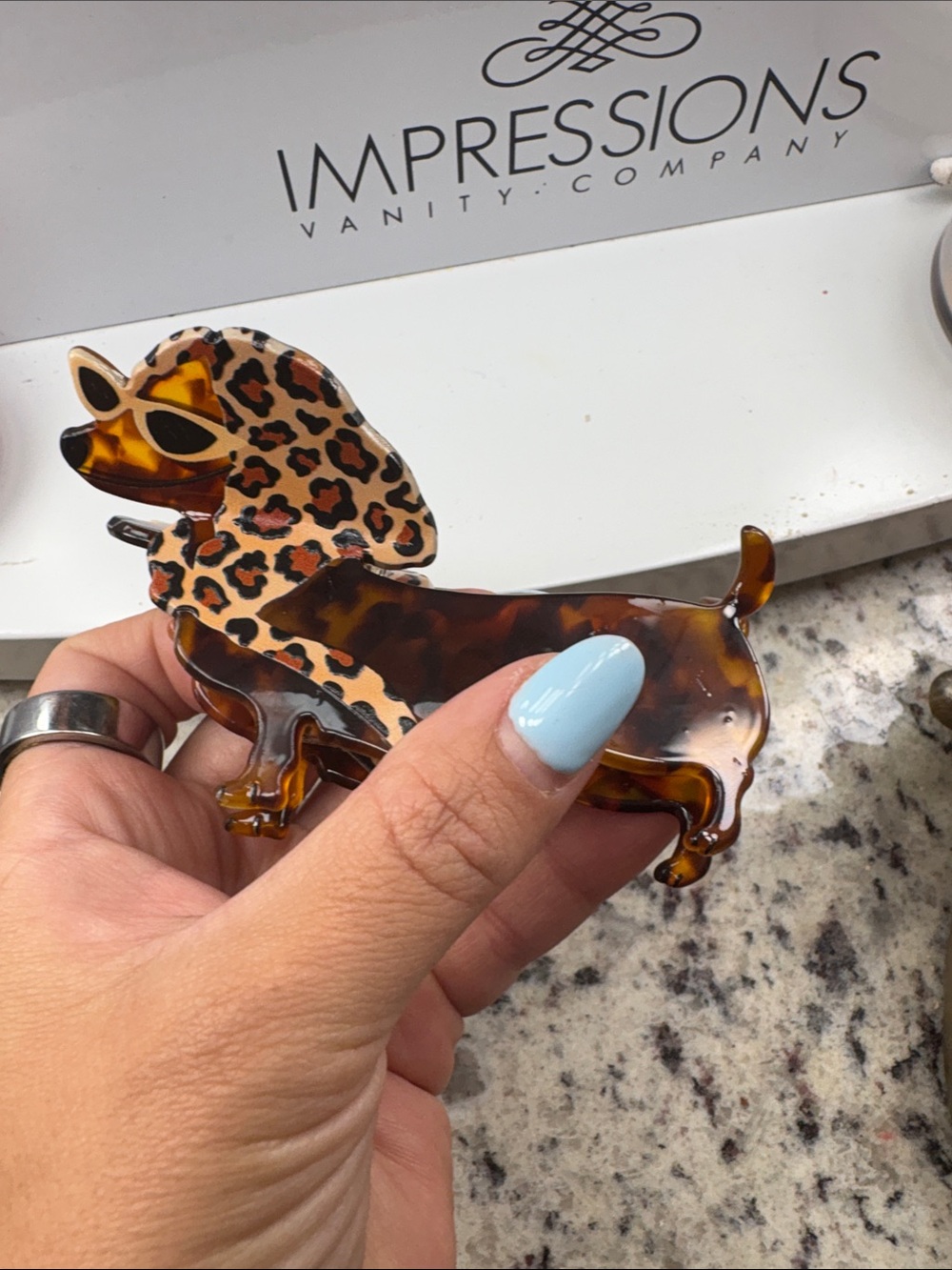 Stylish Tortoiseshell Dachshund Pet Hair Clip - Brown Leopard Accent - Picture 6 of 6